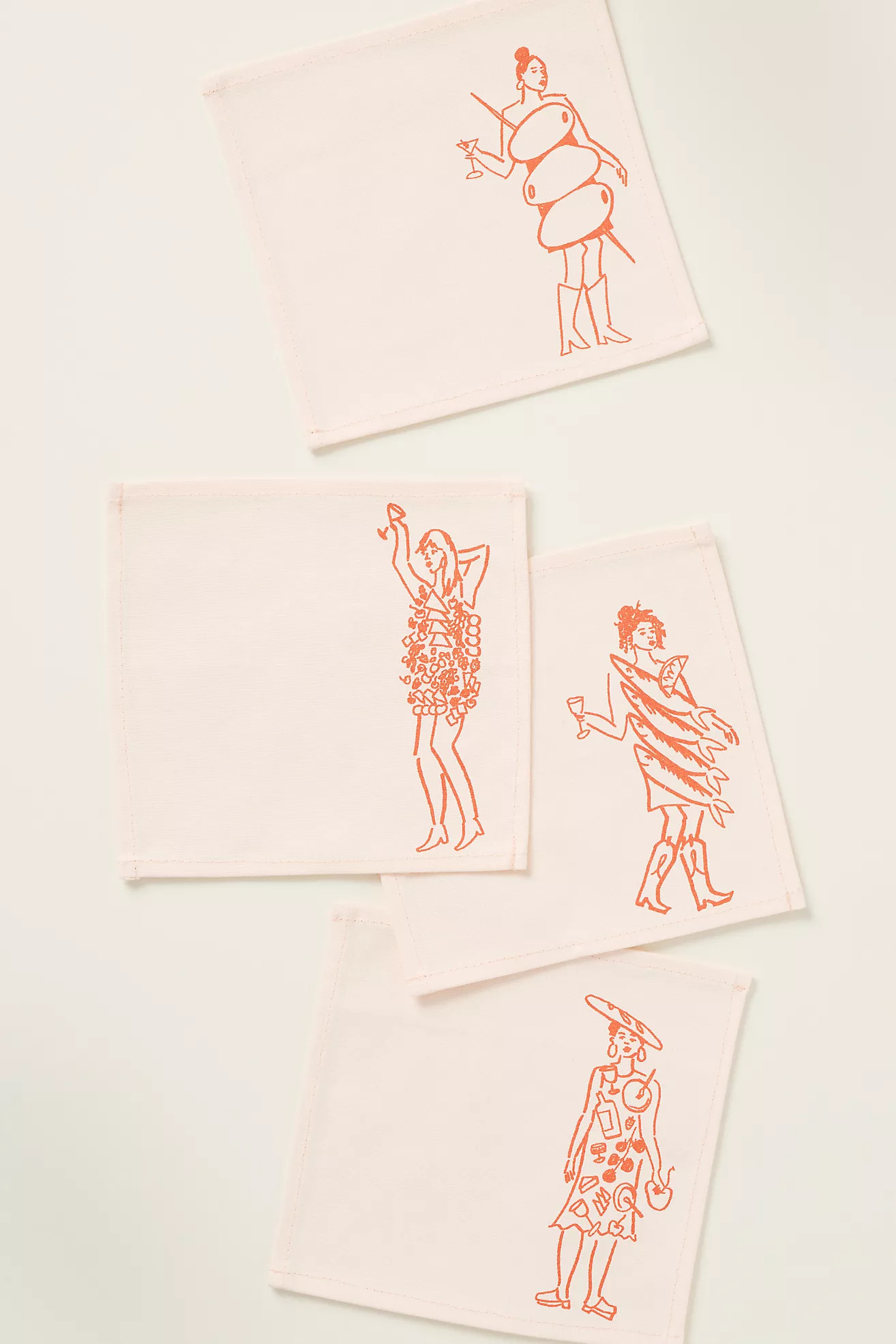 Phthalo Ruth x Julie Peach Dinner Girls Cocktail Napkins, Set of 4 | Anthropologie (US)
