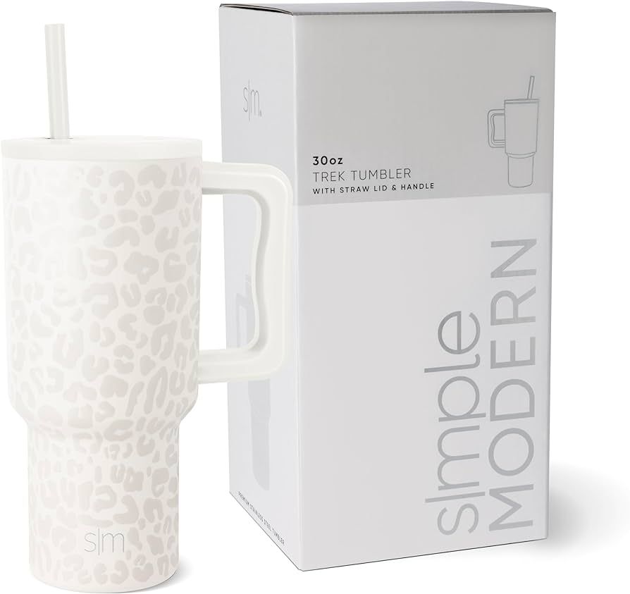 Simple Modern 30 oz Tumbler with Handle and Straw Lid, Cream Leopard, Stainless Steel | Amazon (US)