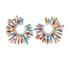 Flower C Shape Stud Earrings for Women Girls Colorful Rhinestone CZ Rainbow Sunflower Bohemian St... | Amazon (US)