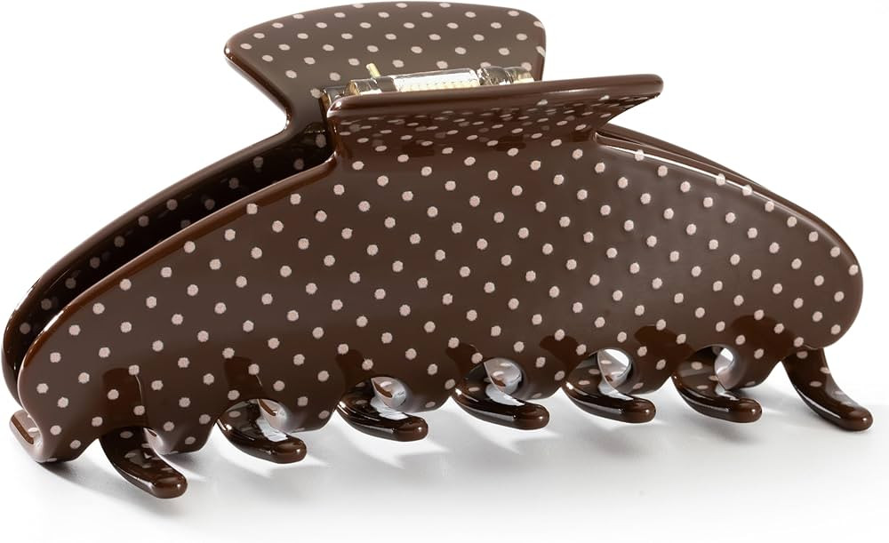 Large Acetate 4 Inch Hair Claw Clip for Women, Coffee Polka Dots Claw Clips & Jaw Clips for Thin ... | Amazon (US)