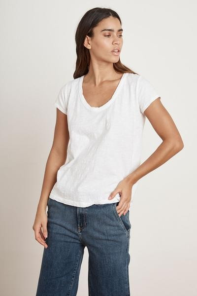 KIRA ORIGINAL SLUB SCOOP NECK TEE | Velvet by Graham & Spencer