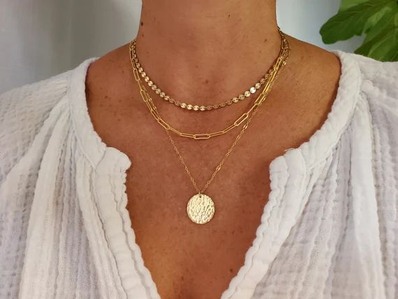 Layered Necklace Set Set of 3 14k Gold Filled Sterling - Etsy | Etsy (US)