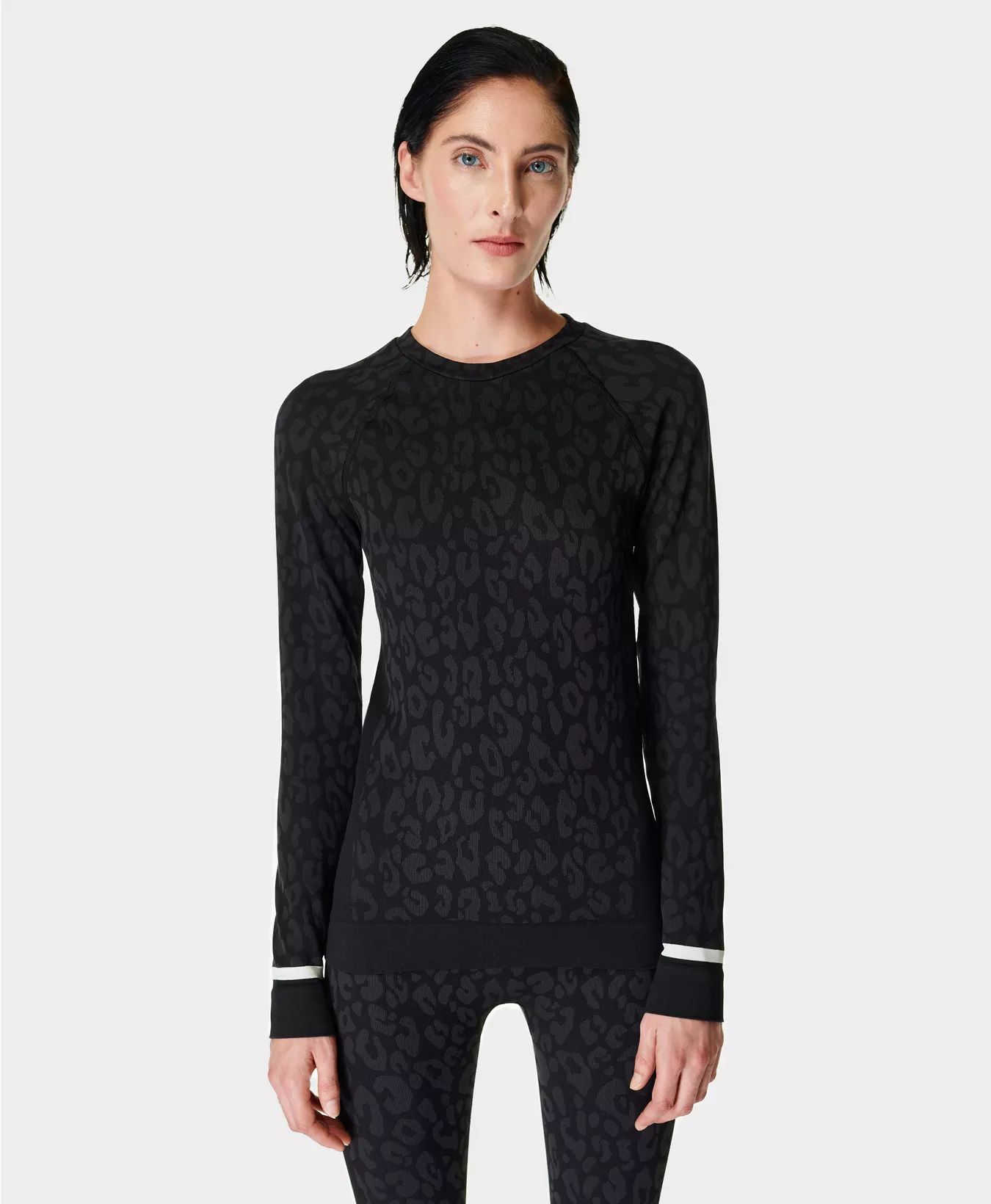 Leopard Jacquard Base Layer Top  | Sweaty Betty | Sweaty Betty UK