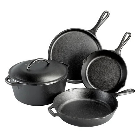 Lodge Cast Iron Seasoned 5-Piece Set with Skillet, Griddle & Dutch Oven | Walmart (US)