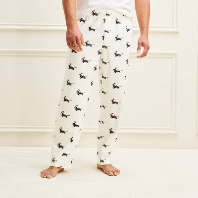 Men's Holiday Daschund Fleece Matching Family Pajama Pants - Wondershop™ Cream M | Target