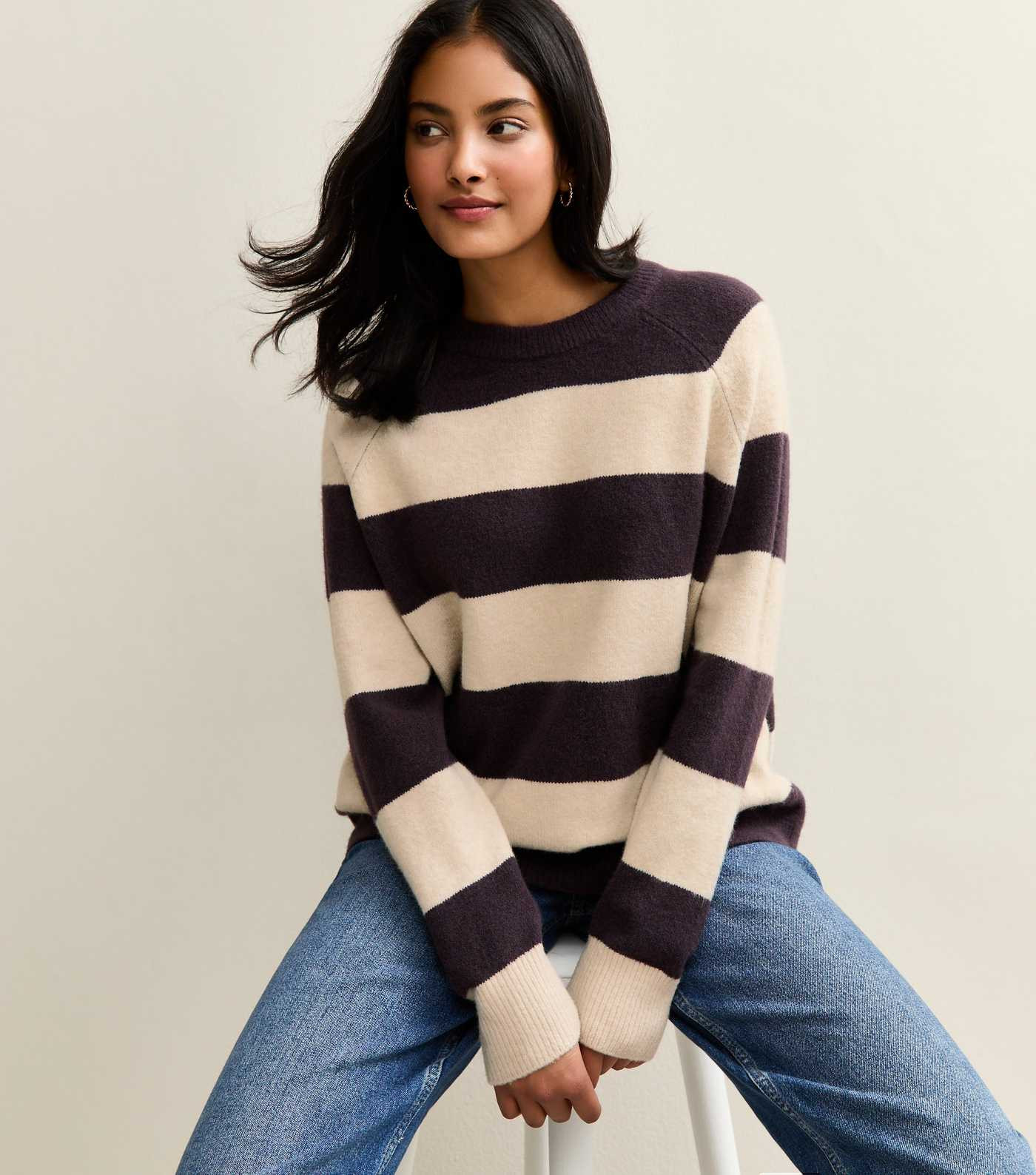 Purple Striped Raglan Sleeve Jumper | New Look | New Look (UK)