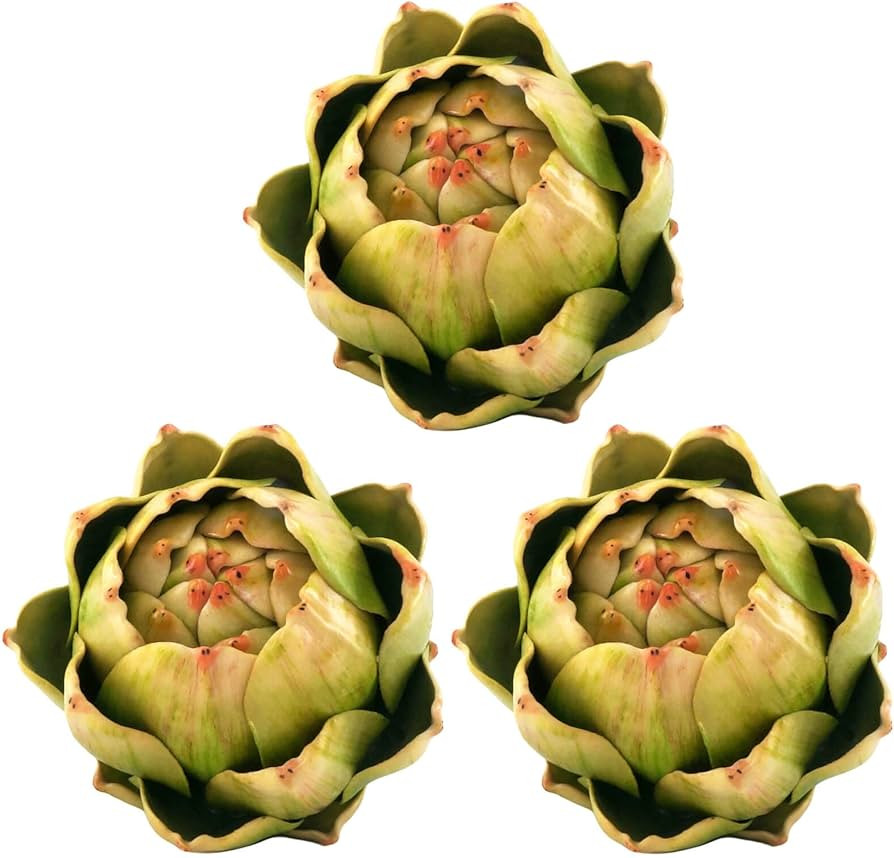 Amazon.com: GiftHow Large Green Artificial Artichokes - Fake Fruits and Realistic Vegetables for ... | Amazon (US)