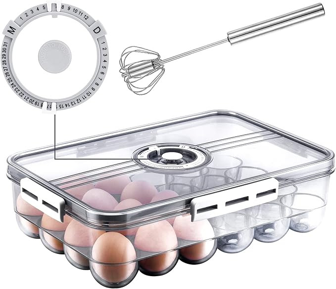 WANWANKA Egg Holder,BPA Free Clear Egg Tray with Lid & buckle, PET Plastic Refrigerator Egg Stora... | Amazon (US)