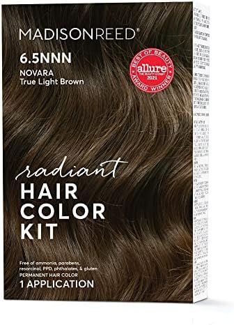 Madison Reed Radiant Hair Color Kit, Light Brown for Resistant Grays 6.5NNN Novara Light Brown, 1... | Amazon (US)