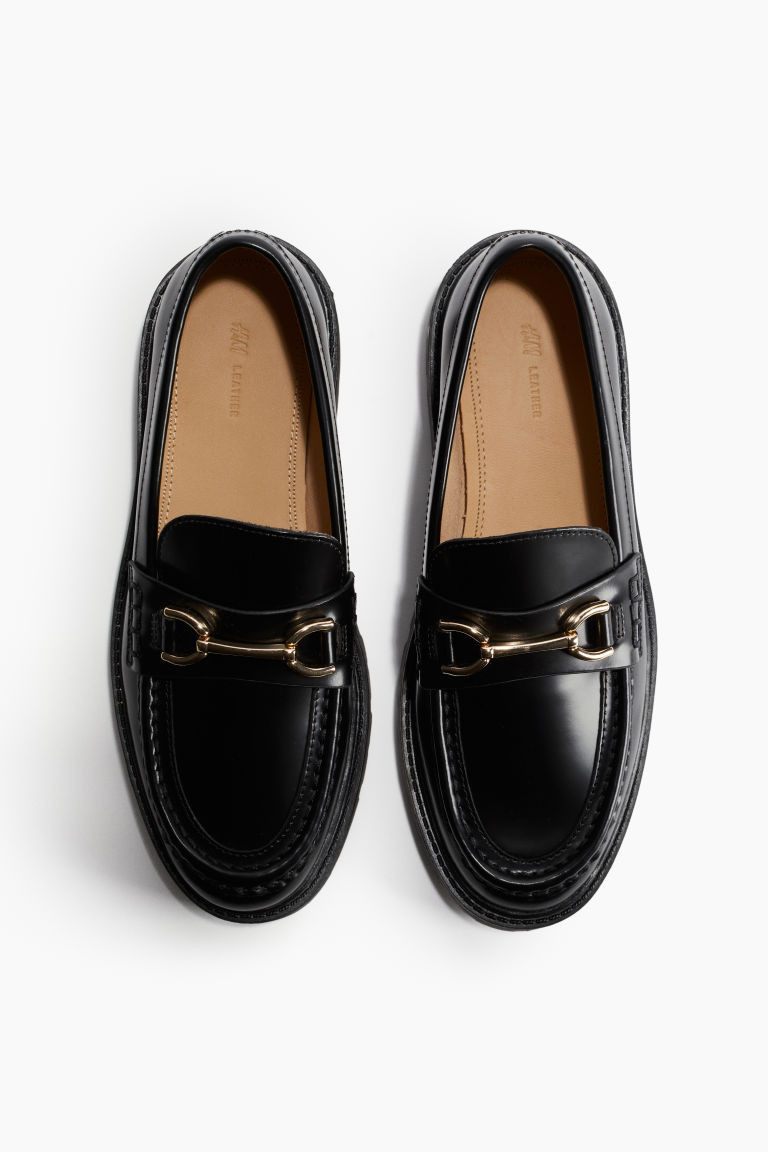 H & M - Chunky Leather Loafers - Black | H&M (US + CA)