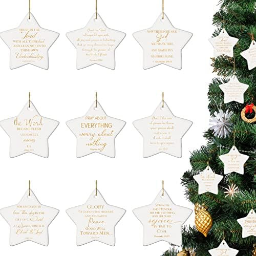 18 Pcs Christian Christmas Tree Ornaments Star Shaped Ceramic Ornament Bible Verse Inspirational ... | Amazon (US)