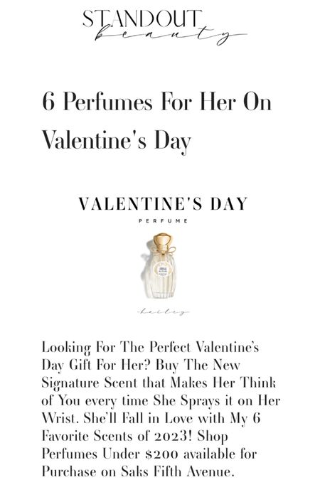 Looking For The Perfect Valentine’s Day Gift For Her? Buy The New Signature Scent that Makes Her Think of You every time She Sprays it on Her Wrist. She’ll Fall in Love with My 6 Favorite Scents of 2023! Shop Perfumes Under $200 available for Purchase on Saks Fifth Avenue.

#LTKGiftGuide #LTKFind #LTKbeauty