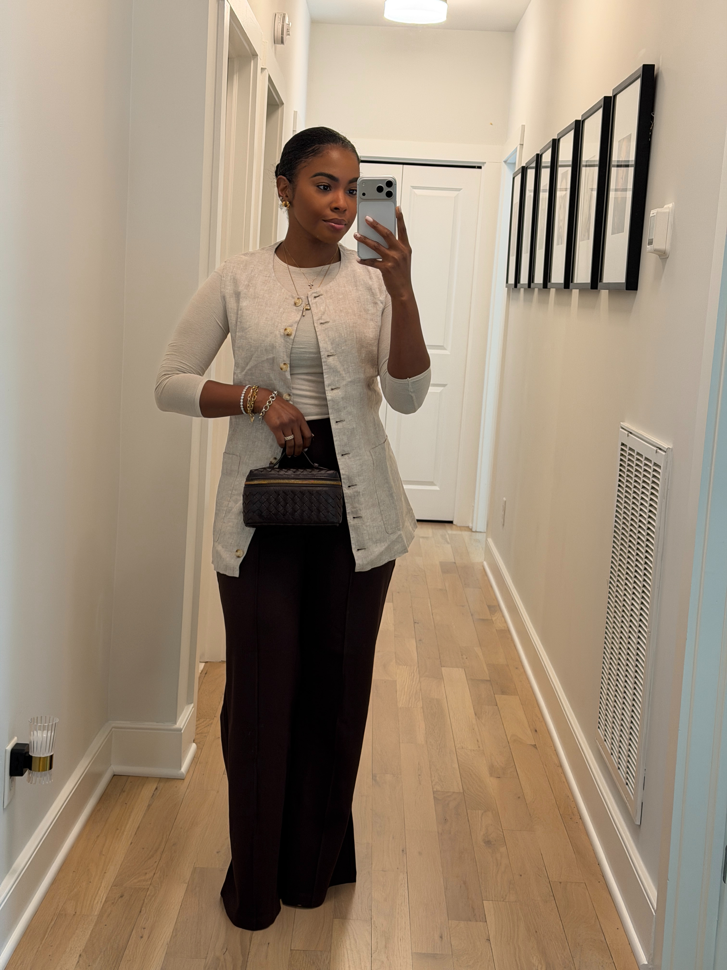 top: Medium
Vest: Small
Pants: Medium (32 inseam) 

 