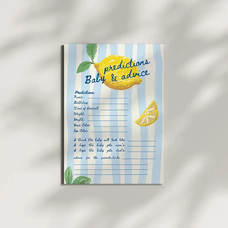 Italian Baby Shower Predictions and Advice Card Template, Ciao Bambino Italy Baby Shower Games, C... | Etsy (Global)