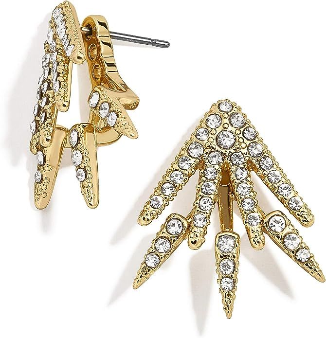 14K Gold Plated Ear Cuff Huggies Hoop Earrings, Dainty Fringe Glistening Crystals Earrings Jacket... | Amazon (US)