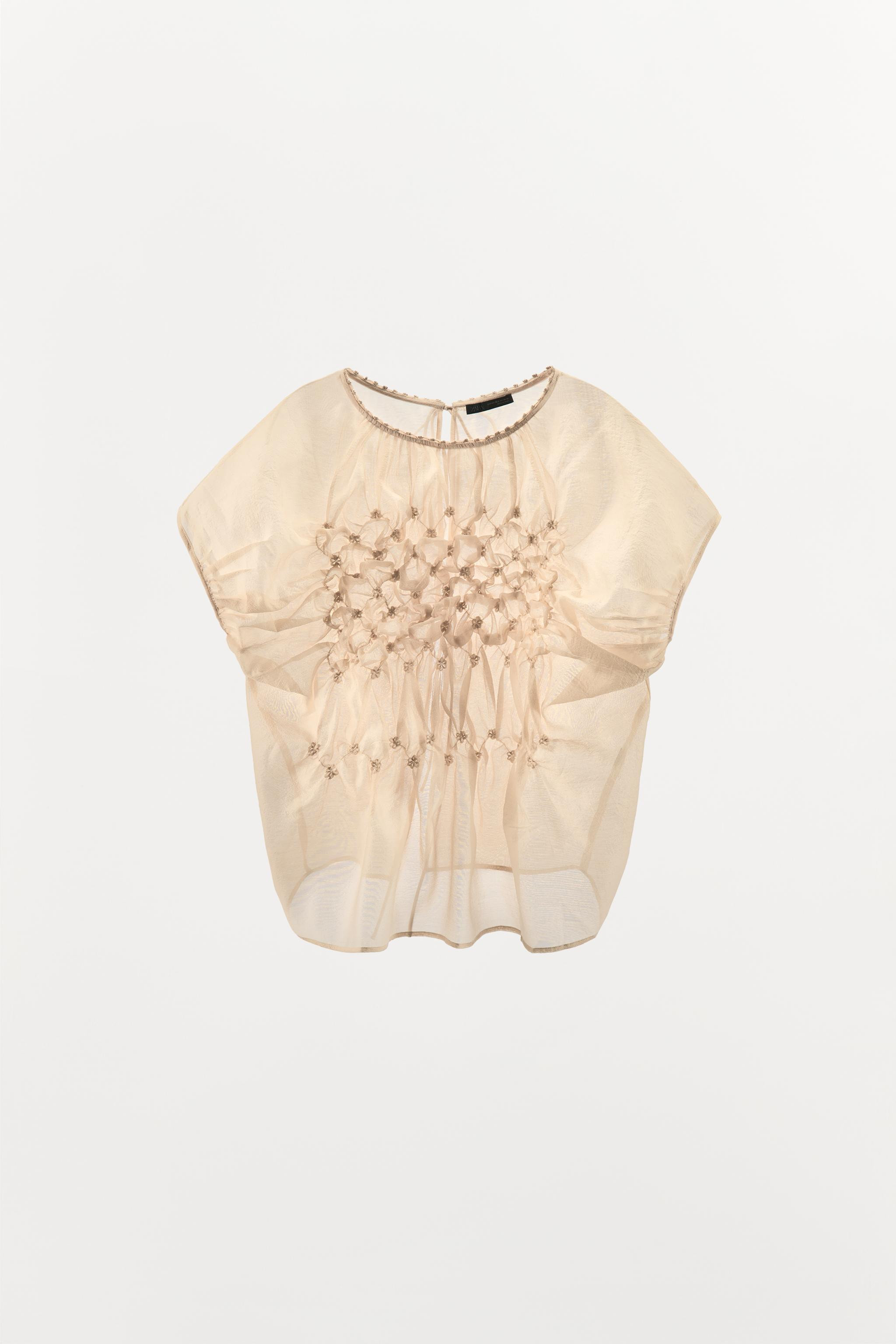 RAISED FLORAL EMBROIDERED TOP | Zara US