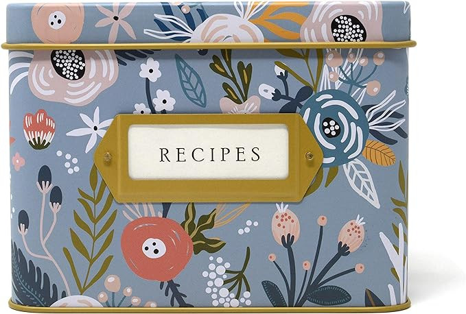 Jot & Mark Decorative Recipe Tin Box for Recipe Cards, Greeting Card Holder | Holds Hundreds of 4... | Amazon (US)