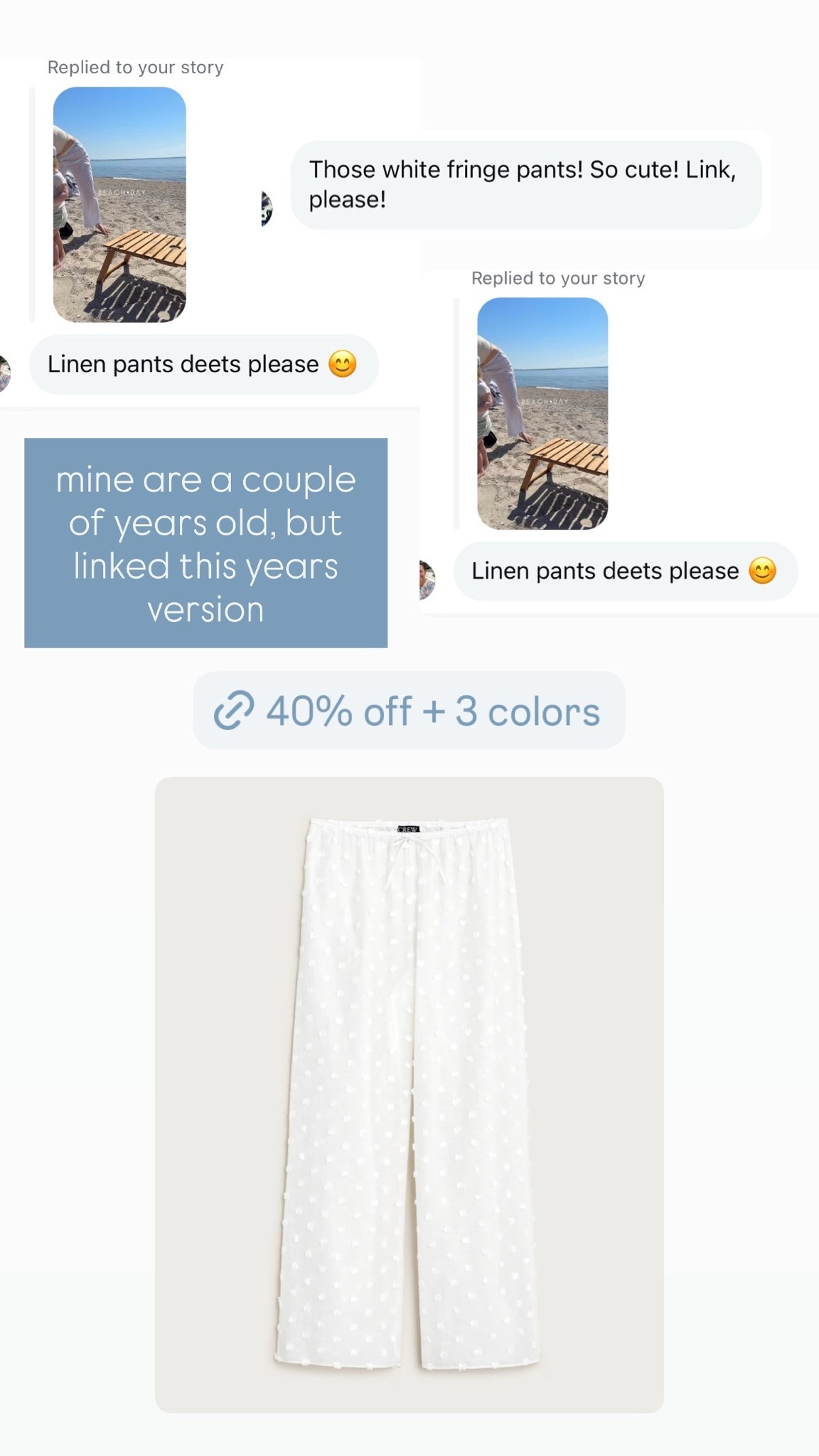 Beach coverup pants 40% off