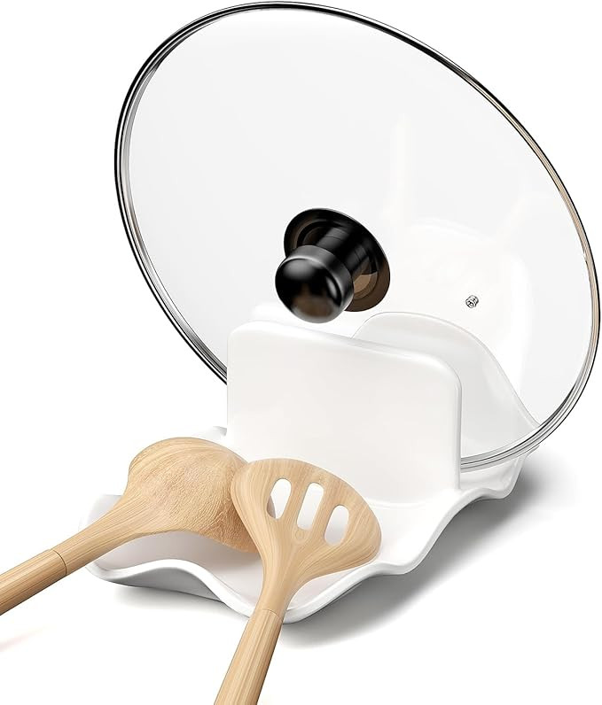 Spoon Rest for Stove Top, Ceramic Pot Lid Holder, Large Spoon Rests for Kitchen Counter, Spatula ... | Amazon (US)