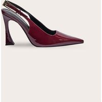 Burgundy PU Gold Buckle High Stiletto Court Heels | PrettyLittleThing UK