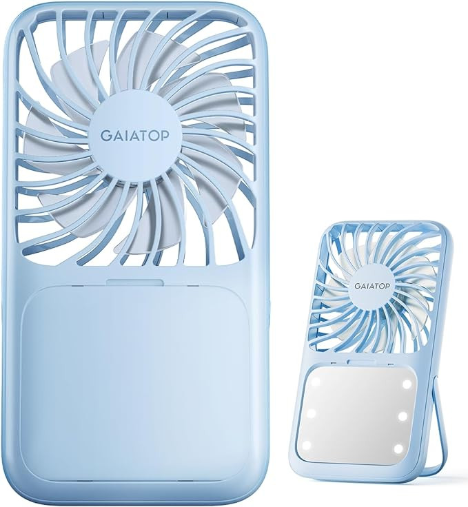 Gaiatop Handheld Mini Fan, 3 Speed Portable Lash Fan Makeup Mirror with LED Light, 2000mAh USB Re... | Amazon (US)