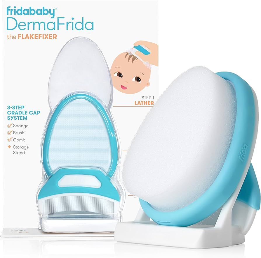 Frida Baby The 3-Step Cradle Cap System, DermaFrida The FlakeFixer, Sponge, Brush, Comb and Stora... | Amazon (US)