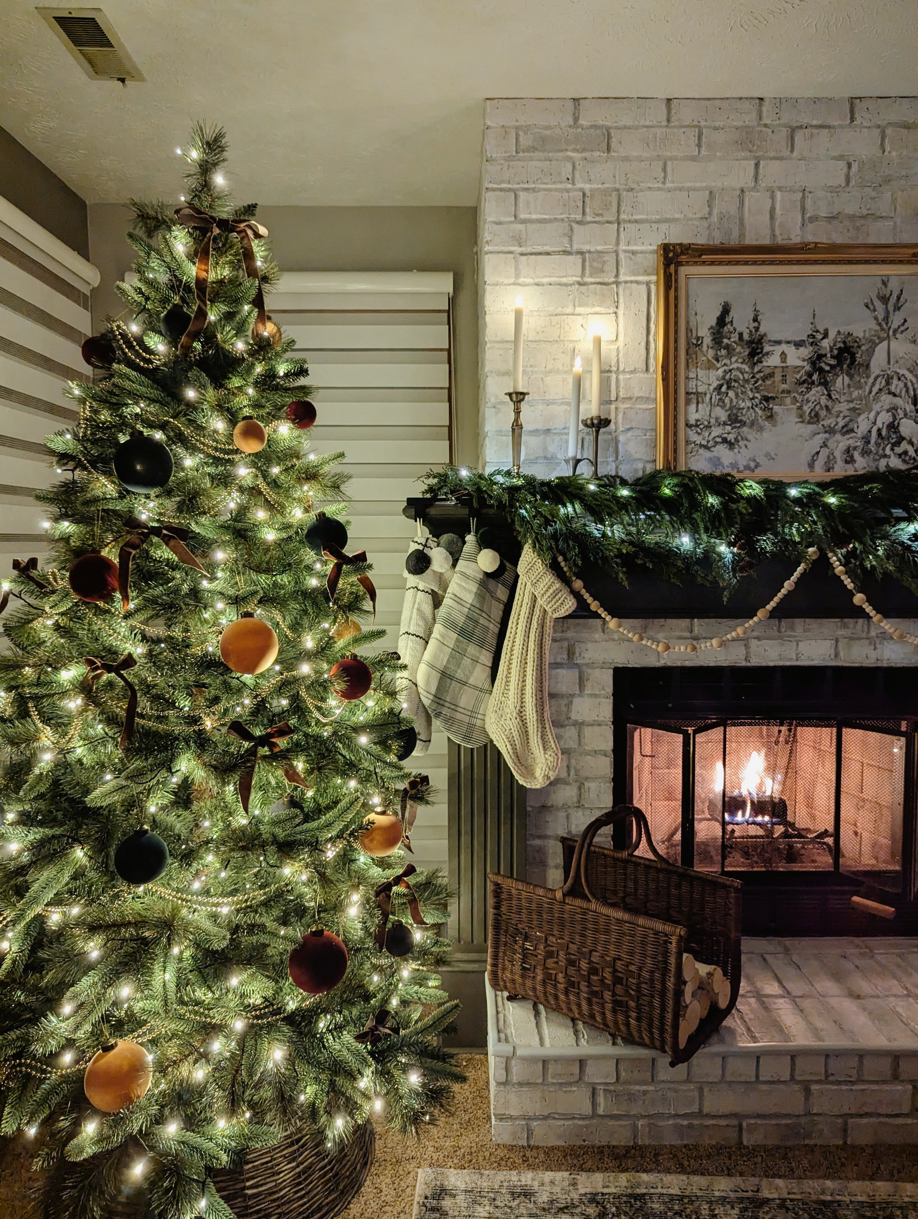 Cozy Christmas decor for the fireplace mantle and living room. Faux Christmas tree, garland, candles, lights, ornaments & more. #christmasdecor #christmas #cozydecor #christmasdecorations #fireplacemantle 

#LTKHoliday #LTKHome
