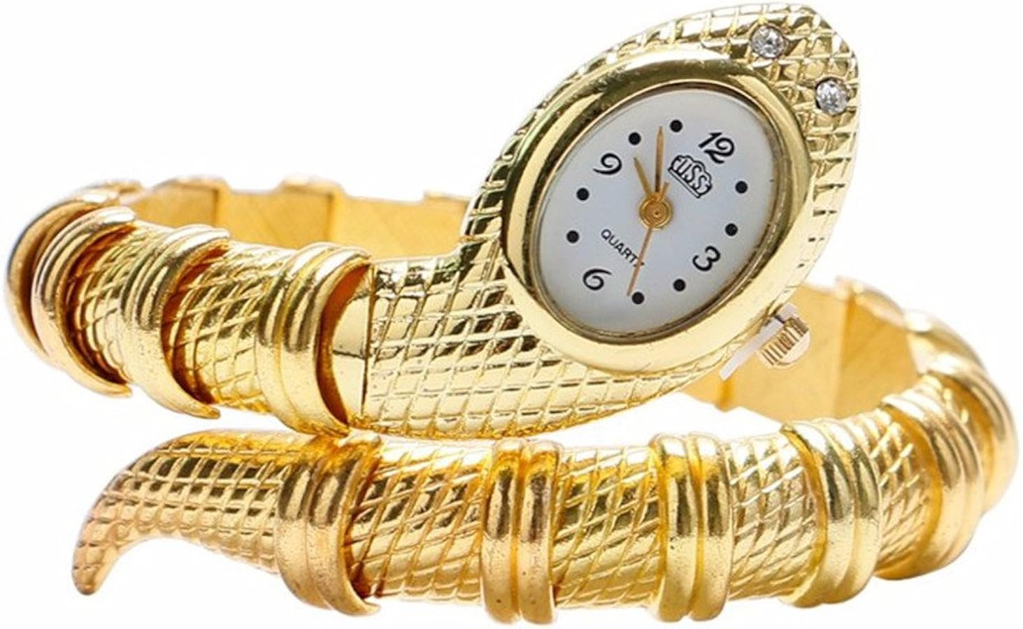 Unique Design Snake Shaped Bracelet Style Watch Woman Diamond Ornaments Gfit Casual Watch | Amazon (US)