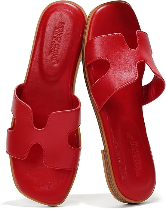Project Cloud Fashion Flat Summer Sandals for Women 2025 - Leather Womens Sandals Comfortable Mem... | Amazon (US)