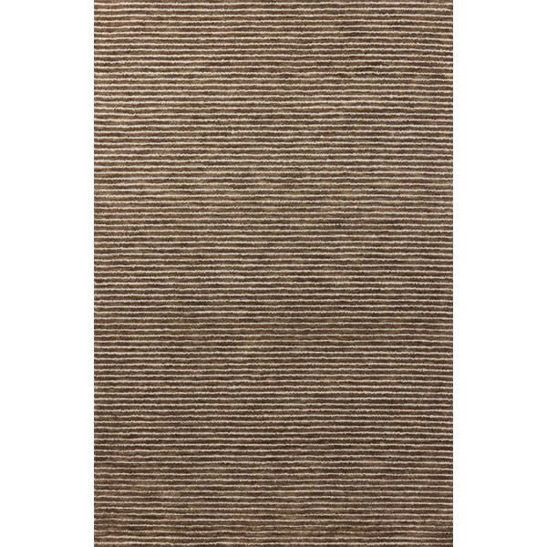 Sunday SUN-01 Mocha/Ivory Wool Hand-Tufted Striped Area Rug | Rugs Direct