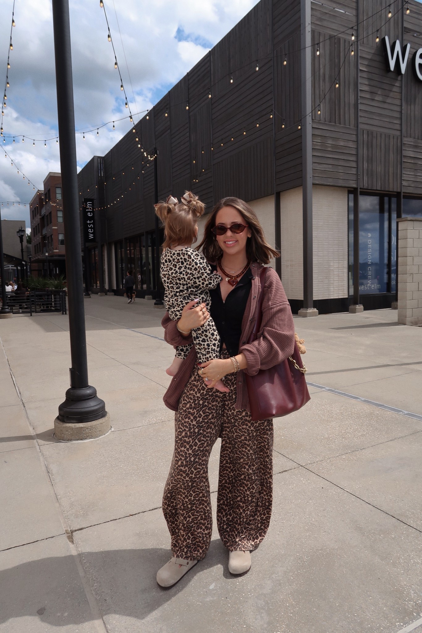 Mama and me leopard fall outfits 🤎🤎 felt so fall/like this weekend! Pulled out some of my faves. Linking similar pants since mine are last year… Evelyn’s set is new and so cute! 

Leopard set for babygirl, leopard two piece, leopard bottoms, coach Brooklyn bag, burgundy sunglasses 

#LTKFindsUnder100 #LTKShoeCrush #LTKSeasonal
