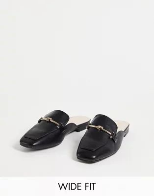 RAID Wide Fit Logan backless loafers in black | ASOS (Global)