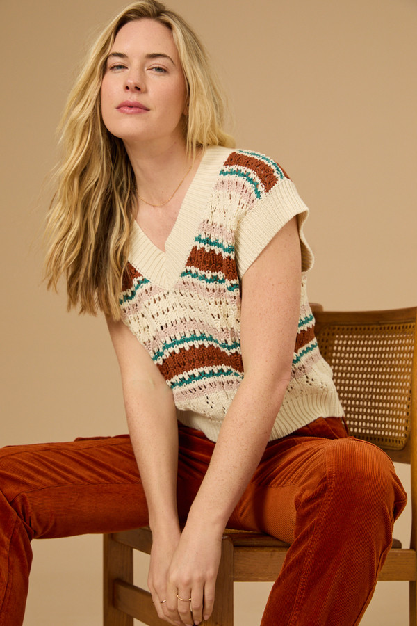 Sydney Striped Sweater Vest in Ivory Multi | Altar'd State | Altar'd State