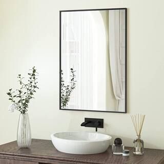 26 in. W x 38 in. H Rectangular Aluminum Alloy Framed Black Wall Mirror | The Home Depot