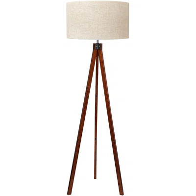 Wood Tripod Floor Lamp, Mid Century Standing Lamp, Modern Design Studying Light For Living Room, Bedroom, Study Room And Office, Flaxen Lamp Shade Wit | Wayfair North America