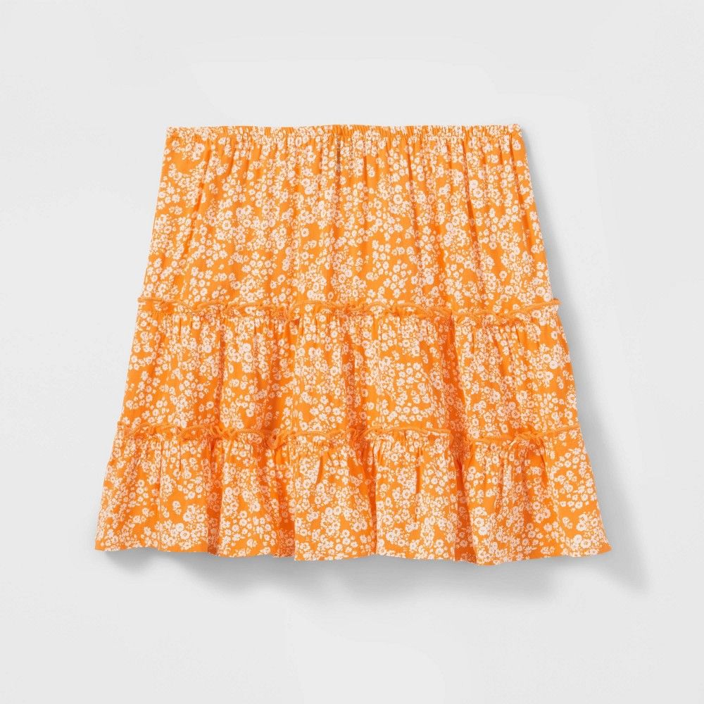 Girls' Tiered Floral Skirt - art class Orange XL | Target