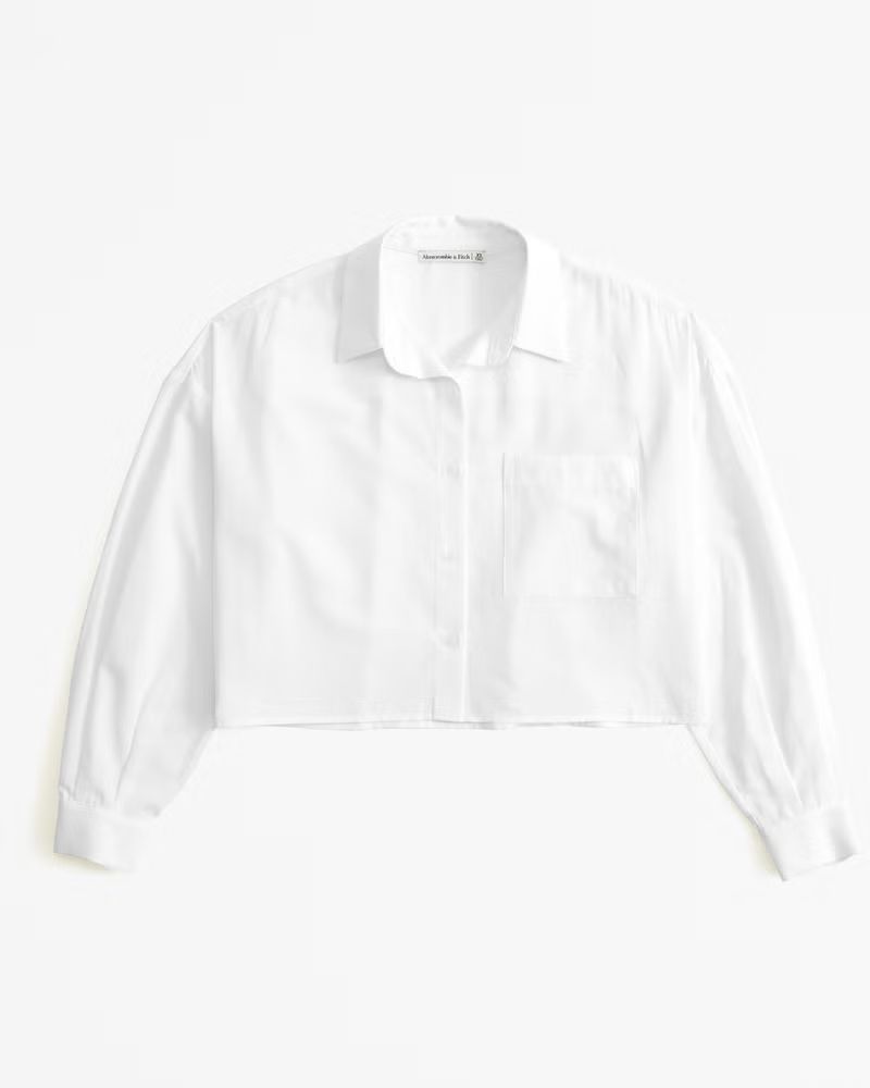 Long-Sleeve Cropped Cotton-Blend Shirt | Abercrombie & Fitch (US)
