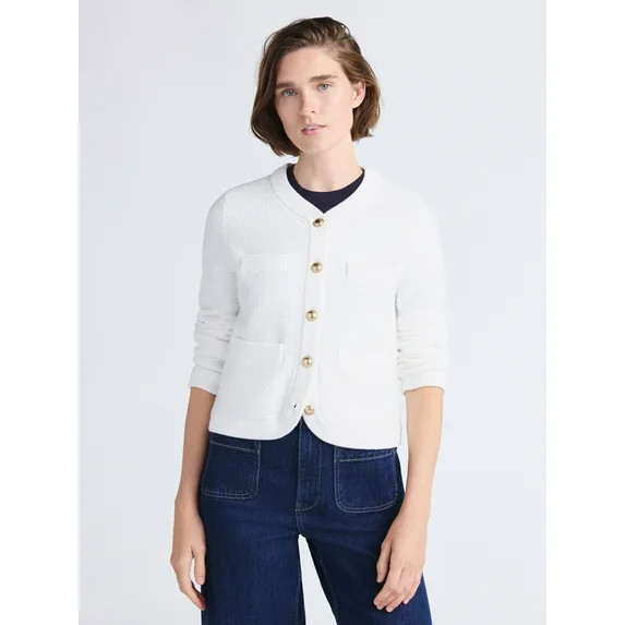Free Assembly Women's and Women's Plus Textured Cardigan Sweater with Welt Pockets, Lightweight, ... | Walmart (US)