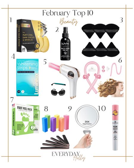 Top 10 Beauty Must Haves | Loving these beauty items, you absolutely need them!! 
Check out the blog at: www:everydayholly.com

beauty | makeup items | hair care | skincare | beauty favorites | under eye masks | setting spray | beauty essentials 

#LTKbeauty #LTKunder50