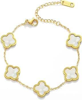 Wsupikio Link Bracelets for Women Girls Trendy Bracelet Cute Plated 18K Gold Lucky Adjustable Clo... | Amazon (US)