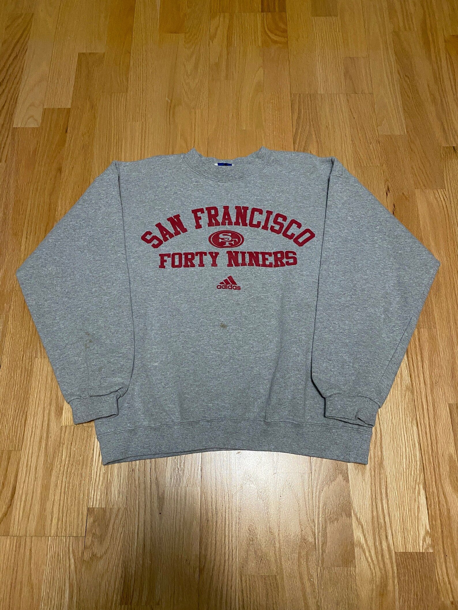Vintage Adidas Team San Francisco 49ers Spell Out Gray Crew Neck Sweatshirt size Medium | Etsy (US)