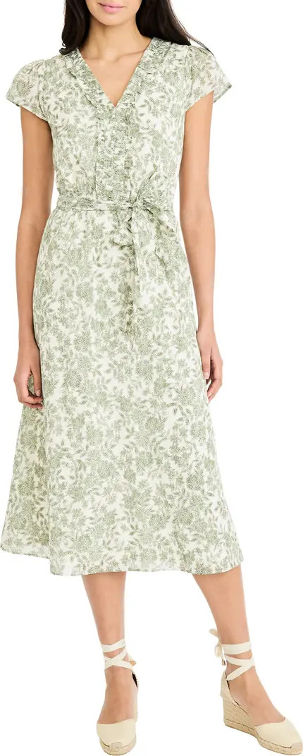 Floral Ruffle Cap Sleeve Midi Dress | Nordstrom Rack