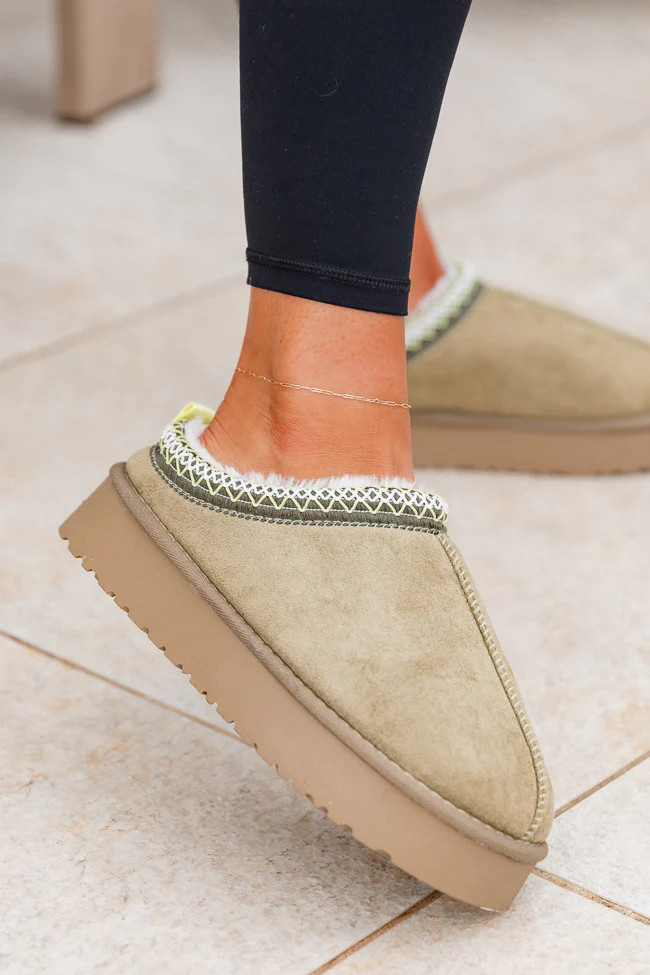 Sydney Olive Platform Slipper | Pink Lily