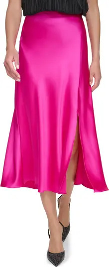 DKNY Satin Side Slit Midi Skirt | Nordstrom | Nordstrom
