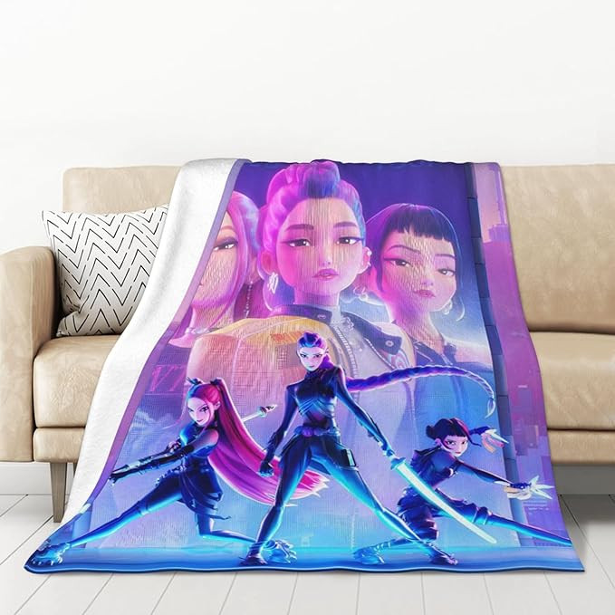Korean Pop Demons Hunters Blanket Soft Cozy Fleece K-Pop Lovers Throw Blanket Plush Fuzzy Flannel... | Amazon (US)