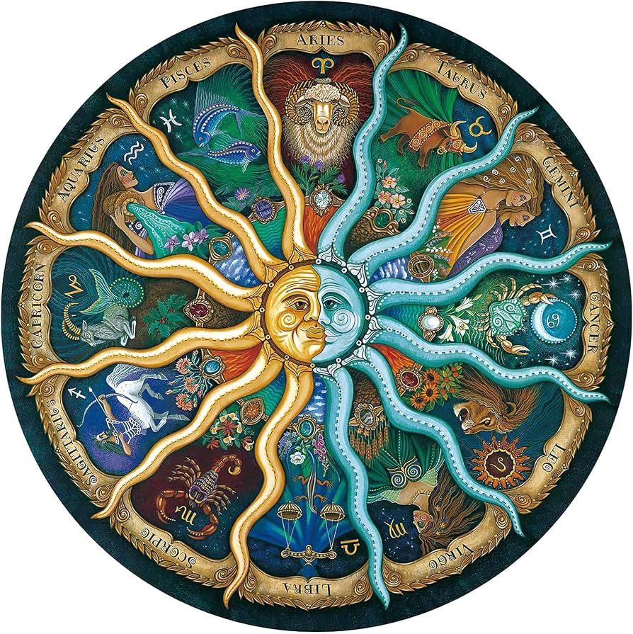1000 Pieces Zodiac Jigsaw Puzzles for Adults Kids Teen Round Puzzle Game Toys Gift Zodiac Horosco... | Amazon (US)