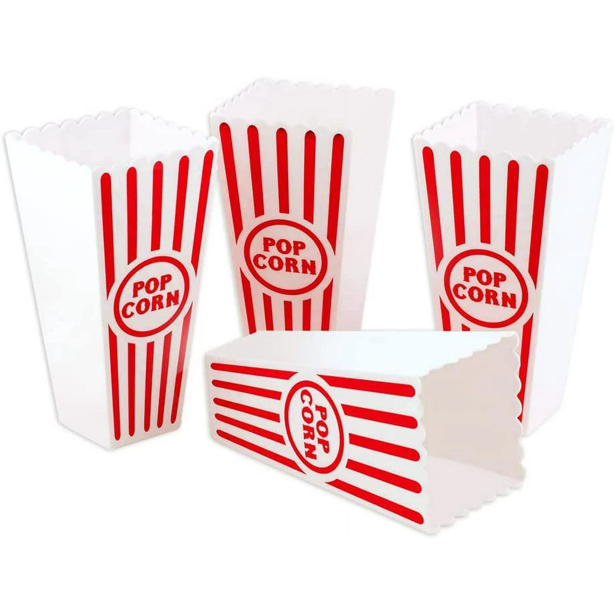 4 Pcs Plastic Popcorn Boxes Popcorn Containers Bucket for Movie Night - 7.8 inch Tall x 3.8 inch ... | Walmart (US)