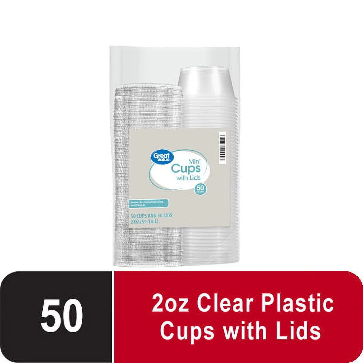 Great Value Everyday Disposable Plastic Cups, Clear, 2 oz, 50 Count | Walmart (US)