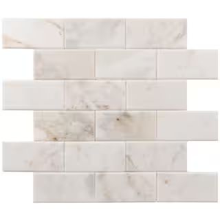 Xpress Mosaix Peel 'N Stick Daphne White 13 in. x 11 in. Marble Brick Joint Mosaic Tile (11.64 sq... | The Home Depot