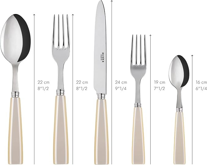 5-Piece Flatware Set - Icône Collection - Knife, Fork, Soup Spoon, Teaspoon & Dessert Fork - Sta... | Amazon (US)